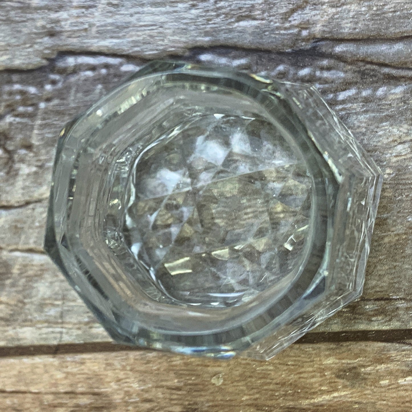 Vintage Glass Octagon-Shaped Toothpick Holder with Patterned Base