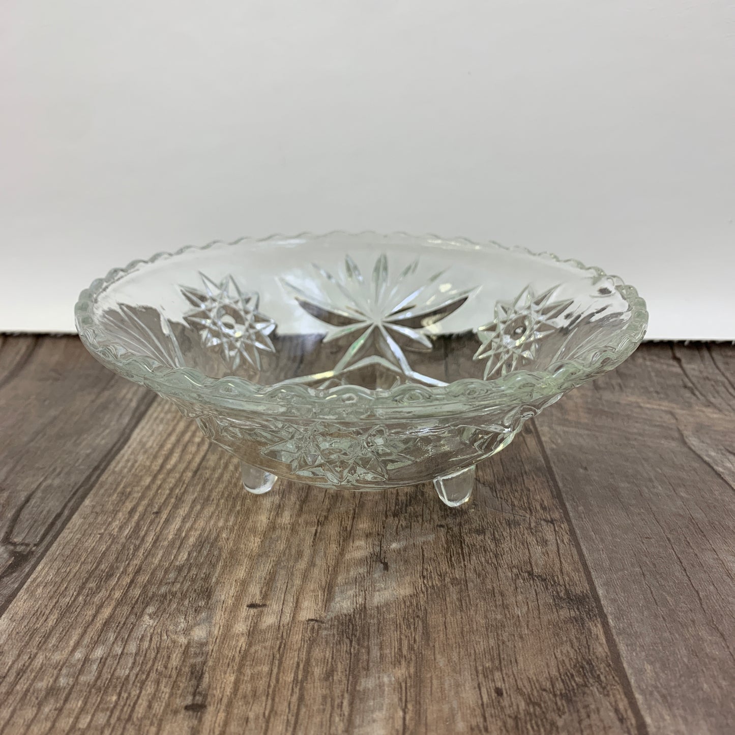 Small Footed Bowl Early American Press Cut Anchor Hocking Vintage Glassware