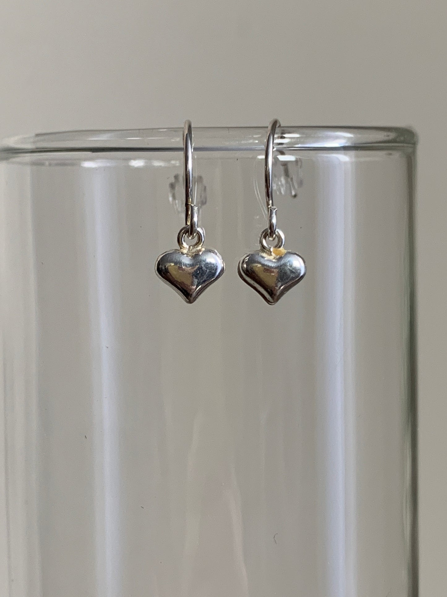 Silver Hearts Dangle Earrings Puffy Hearts Girlfriend Gifts Stocking Stuffers