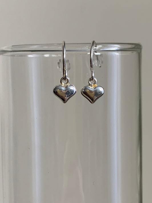 Silver Hearts Dangle Earrings Puffy Hearts Girlfriend Gifts Stocking Stuffers