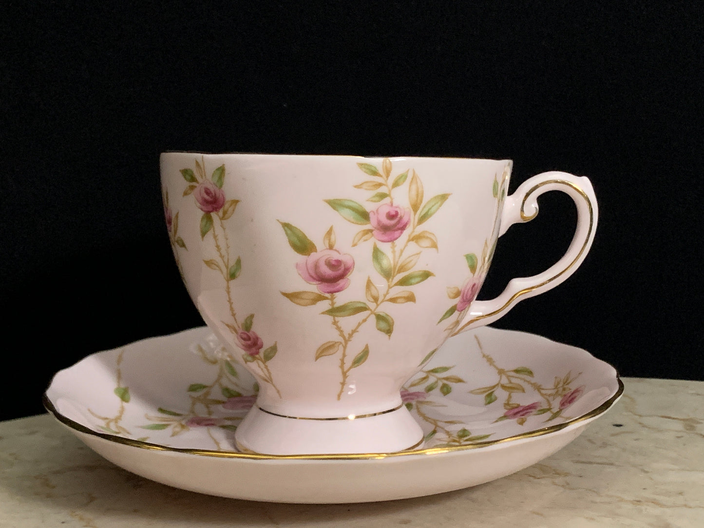 Pink Hand Painted Vintage Tea Cup Tuscan Fine Bone China Teacup