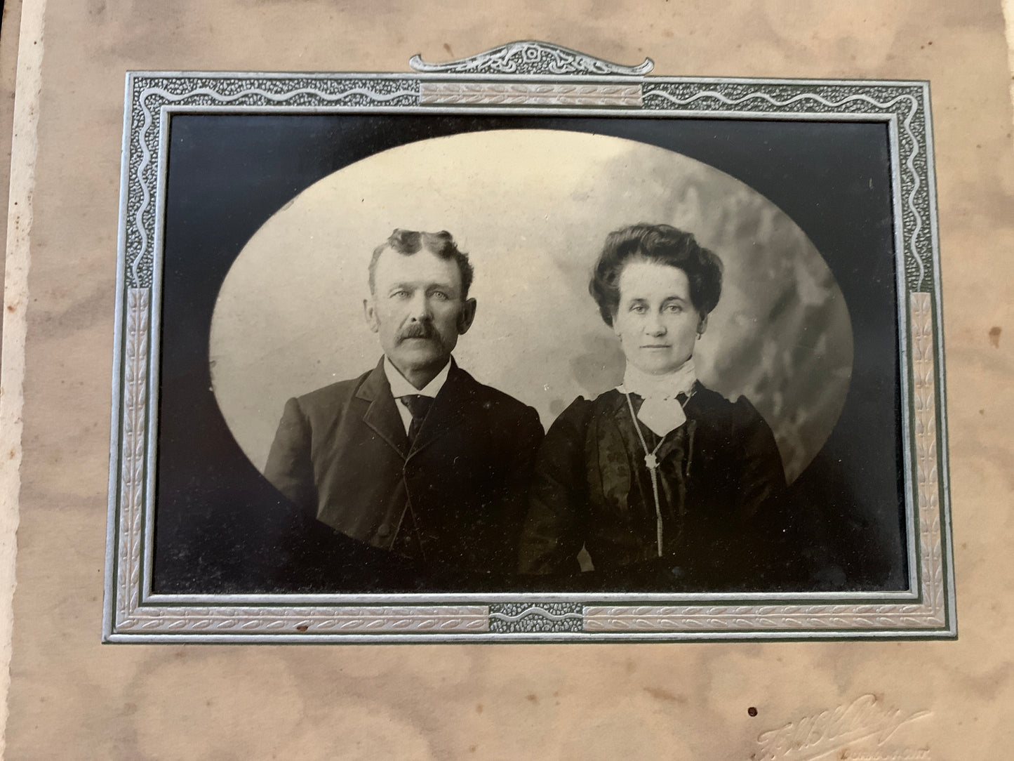 Black and White Antique Photo Man and Woman in Standing Frame