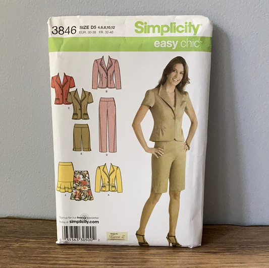 Misses and Misses Petite Two Piece Suit Sets Sewing Pattern Size 4 to 12 Simplicity 3846