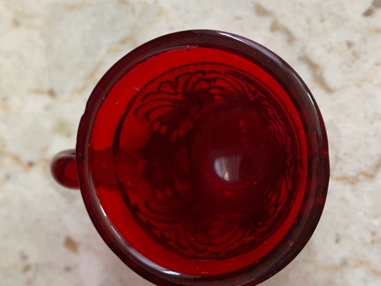 Red Pressed Glass Mini Mugs Vintage Pressed Shot Glass Toothpick Holders