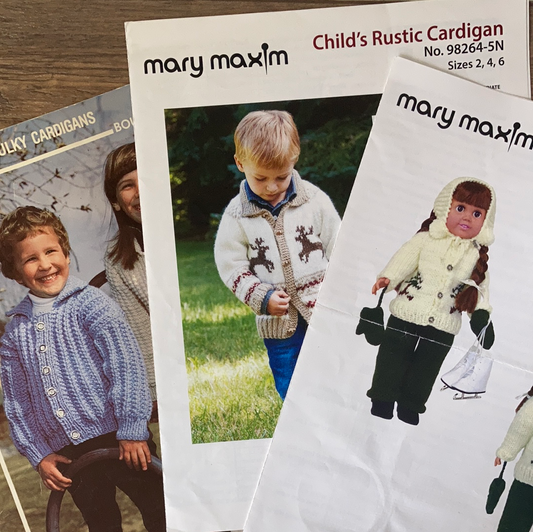 Unisex Childrens Cardigan Knitting Pattern with Matching Doll Sweater Pattern