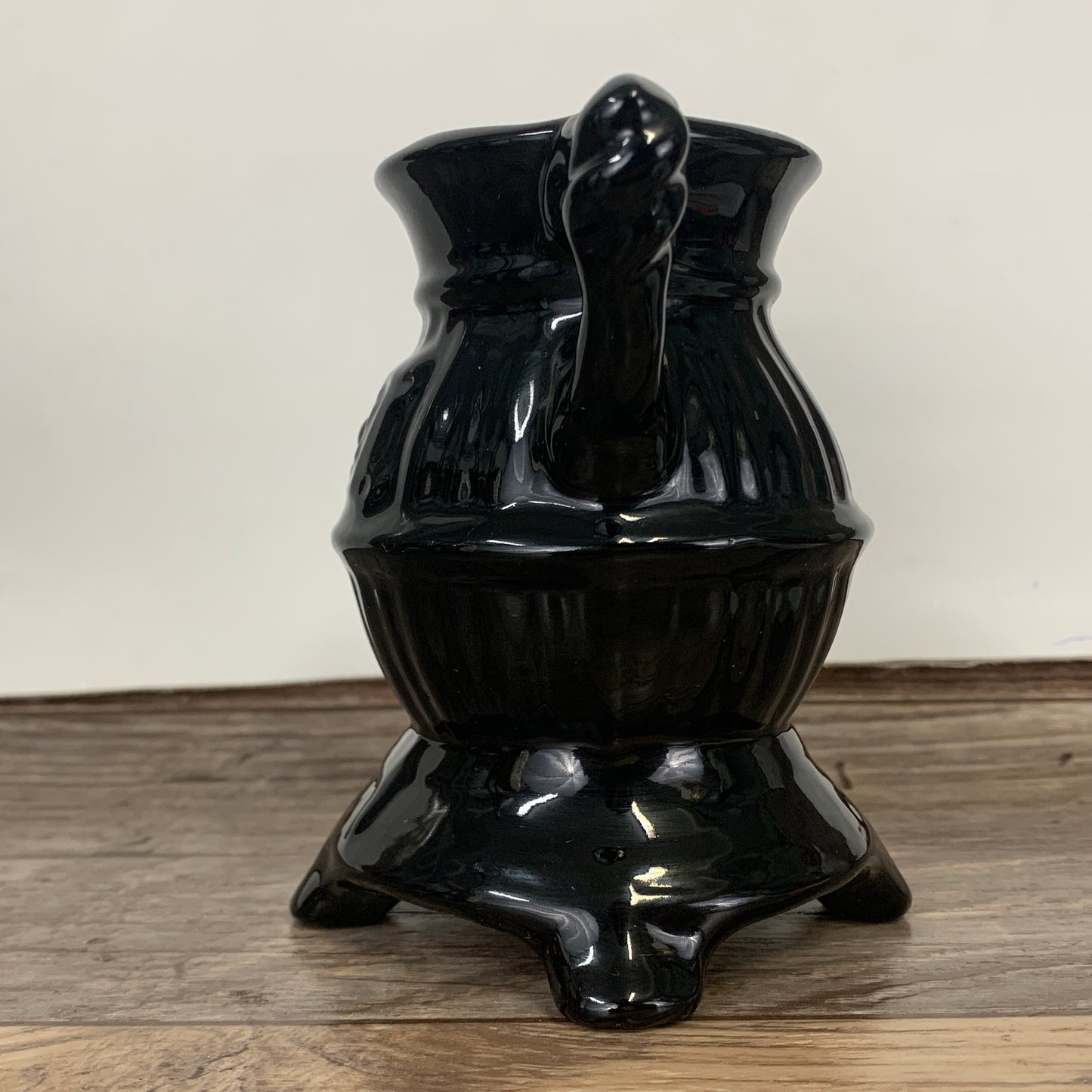 Pot Belly Stove Shaped Pitcher, Black Ceramic Pitcher