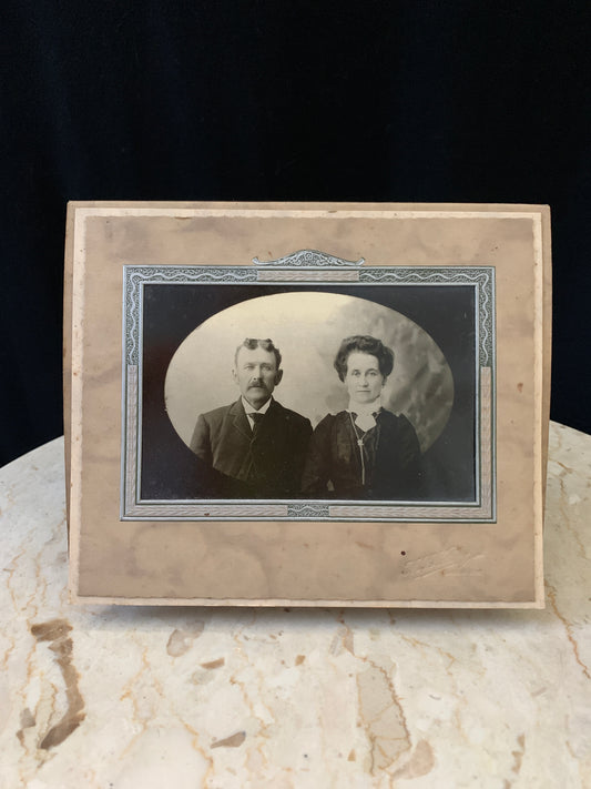 Black and White Antique Photo Man and Woman in Standing Frame