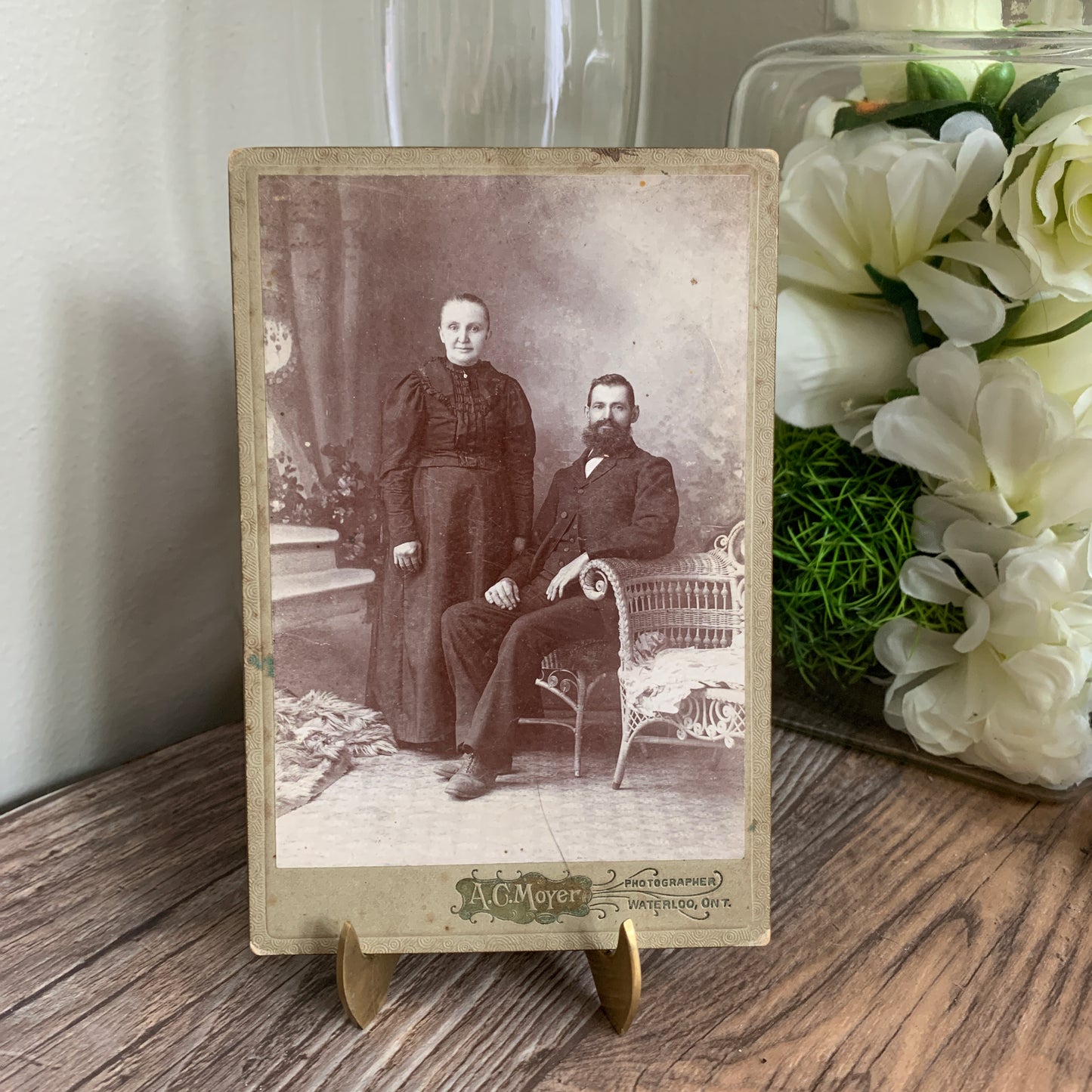 Antique Cabinet Card Photo Man and Woman Waterloo, Ontario
