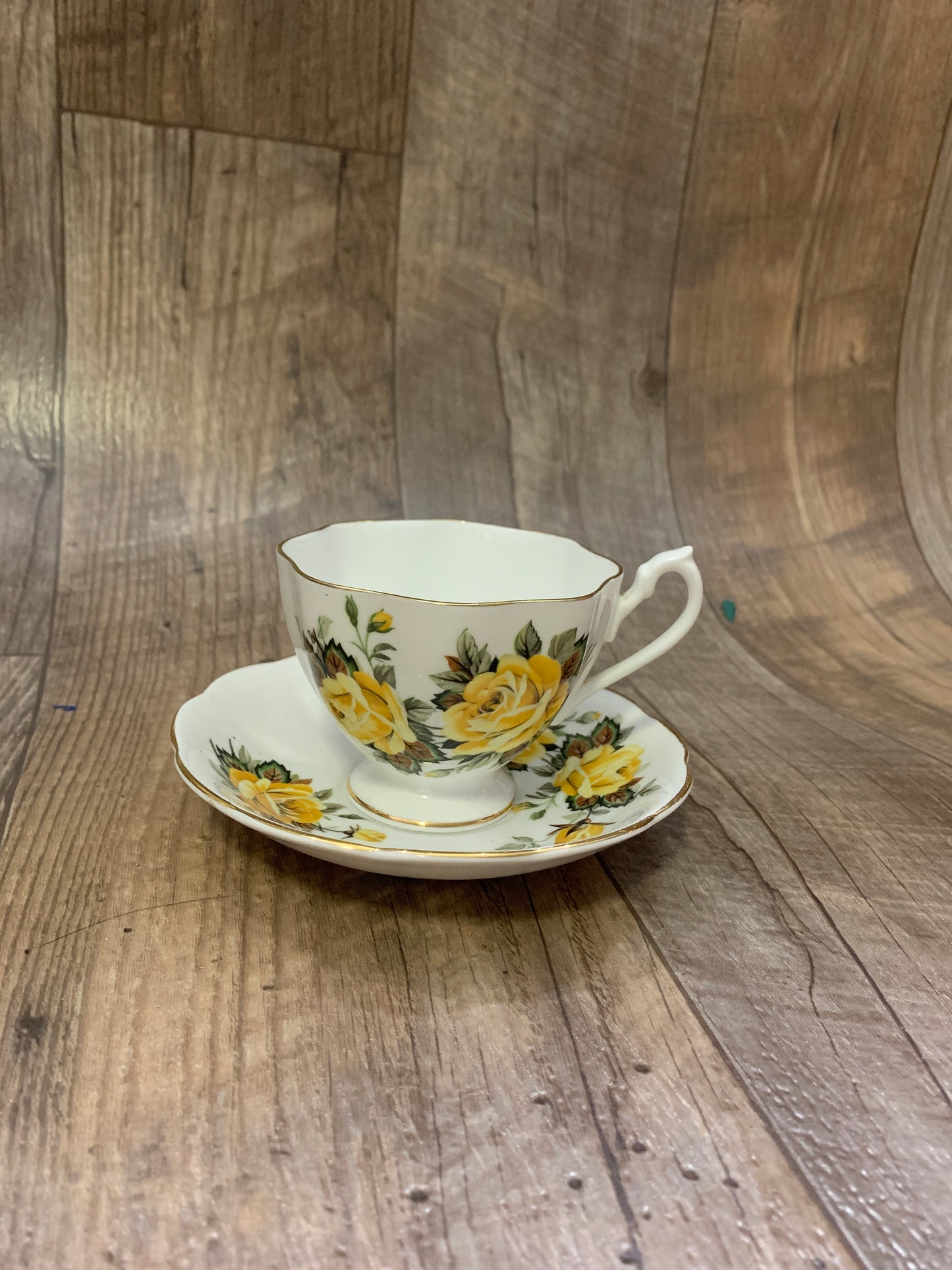 Yellow Floral Vintage Tea Cup Queen Anne Teacup