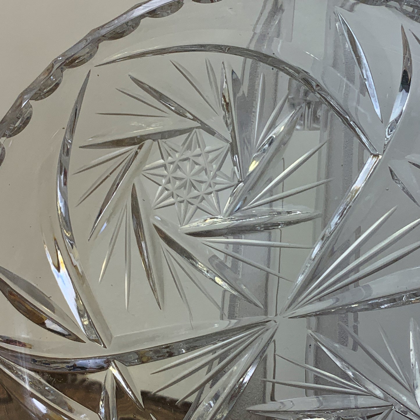 Vintage Crystal Pin Dish with Star and Pinwheel Pattern