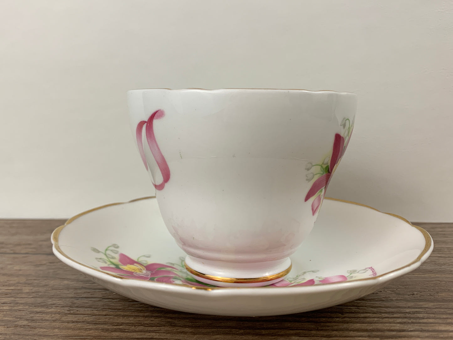 Pink Bridesmaid Pattern Teacup and Saucer with Pink Flowers