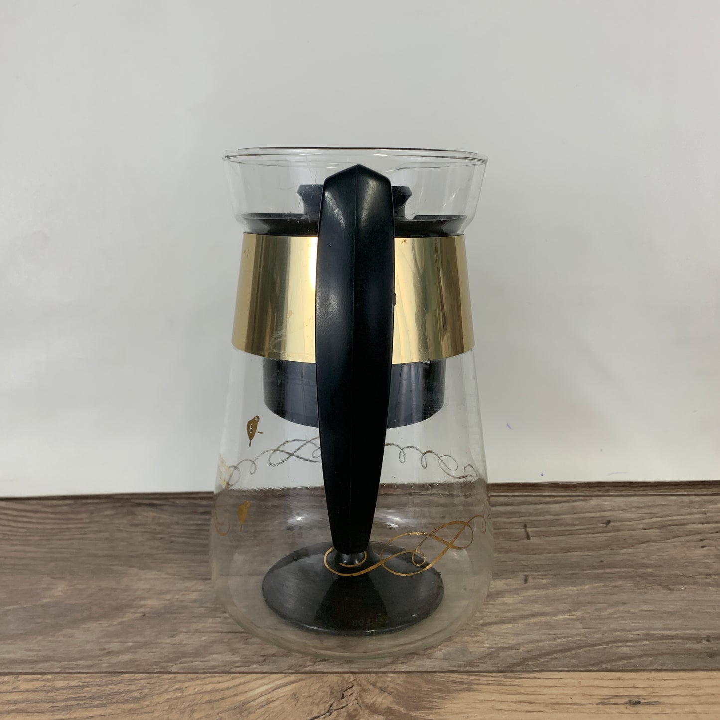 Glass Coffee Percolator with Plastic Insert Black and Gold Vintage Coffee Maker