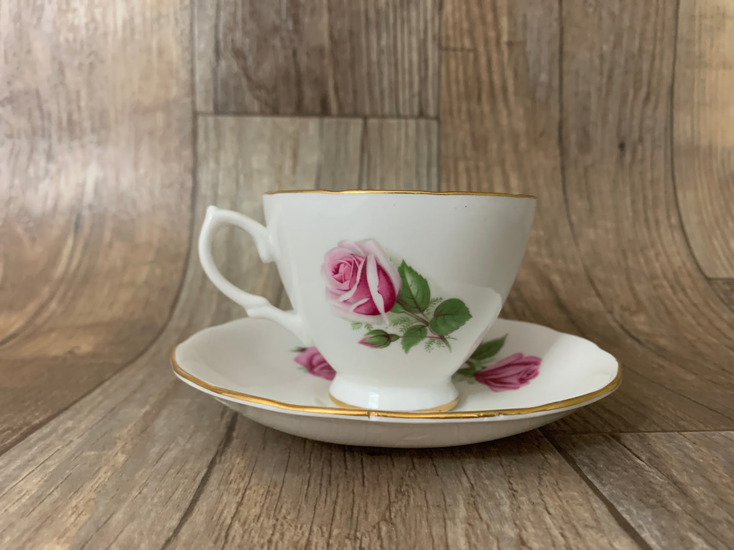 Vintage Teacup with Soft Pink Roses Vintage Pink Floral Tea Cup and Saucer