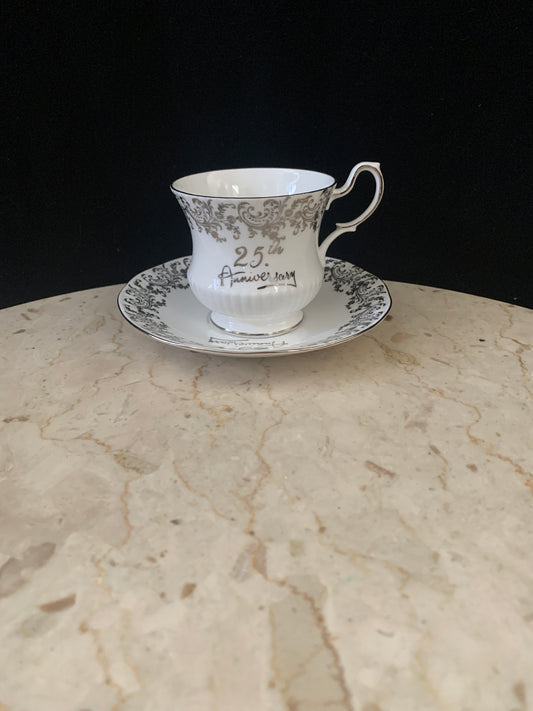 Silver Anniversary Tea Cup Queens China Vintage Teacup