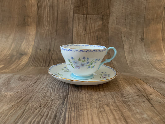 Shelley Bone China Blue Rock Teacup and Saucer