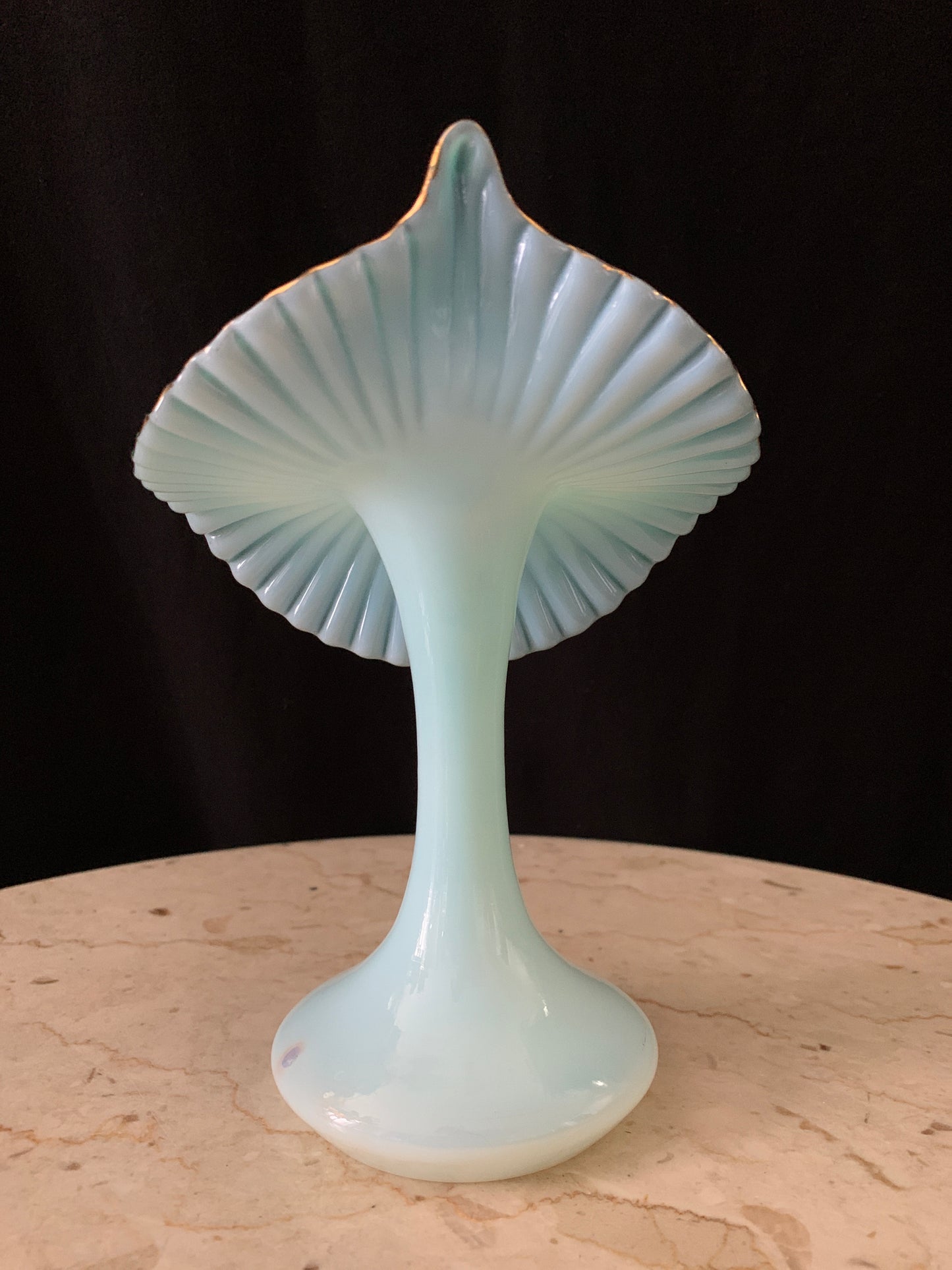 Antique Blown Glass Jack in the Pulpit Vase White and Green Antique Bohemian Glass Vase