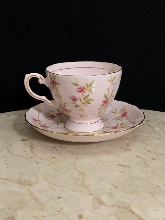 Pink Hand Painted Vintage Tea Cup Tuscan Fine Bone China Teacup