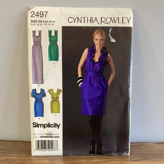 Party Dress Sewing Pattern Size 4 to 12 Simplicity 2497 Dress in Three Lengths w Neckline Variations