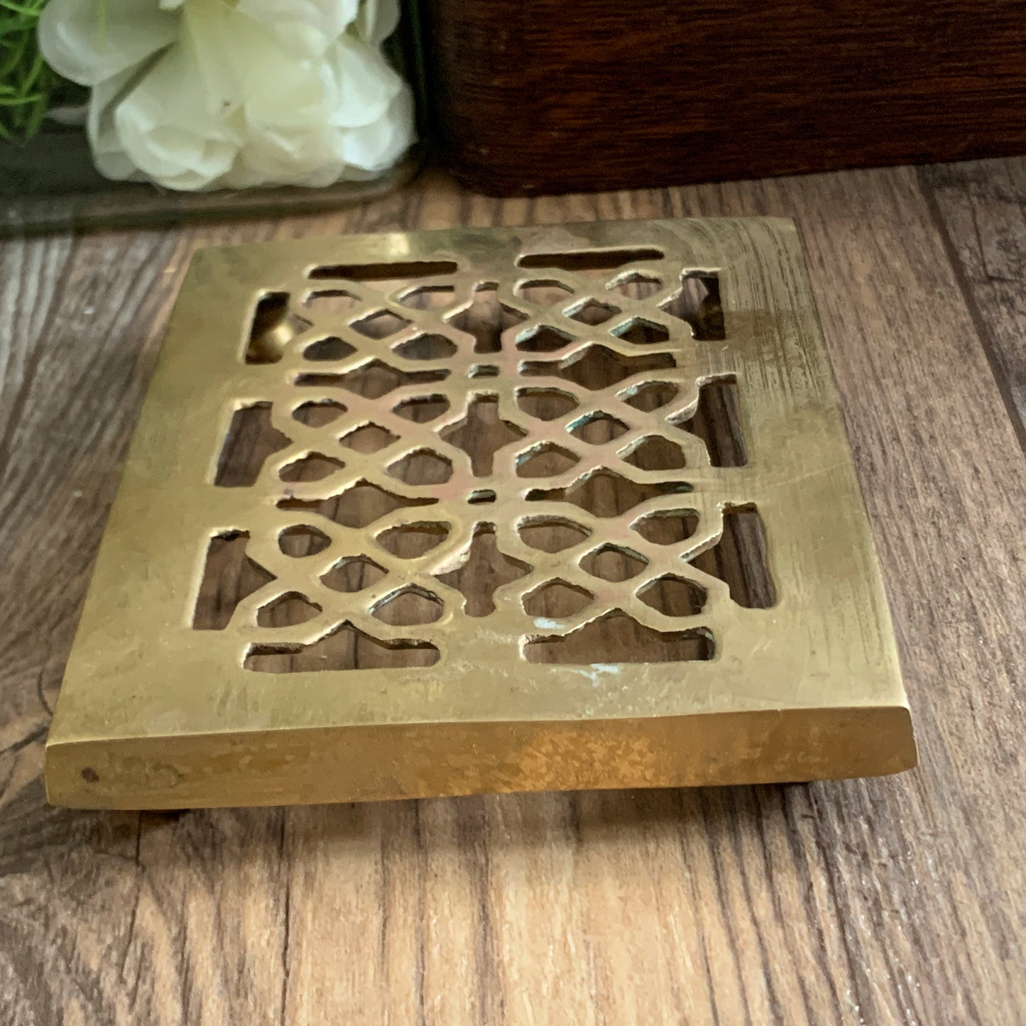 Vintage Brass Trivet with Cut Work Design, Brass Hot Plate