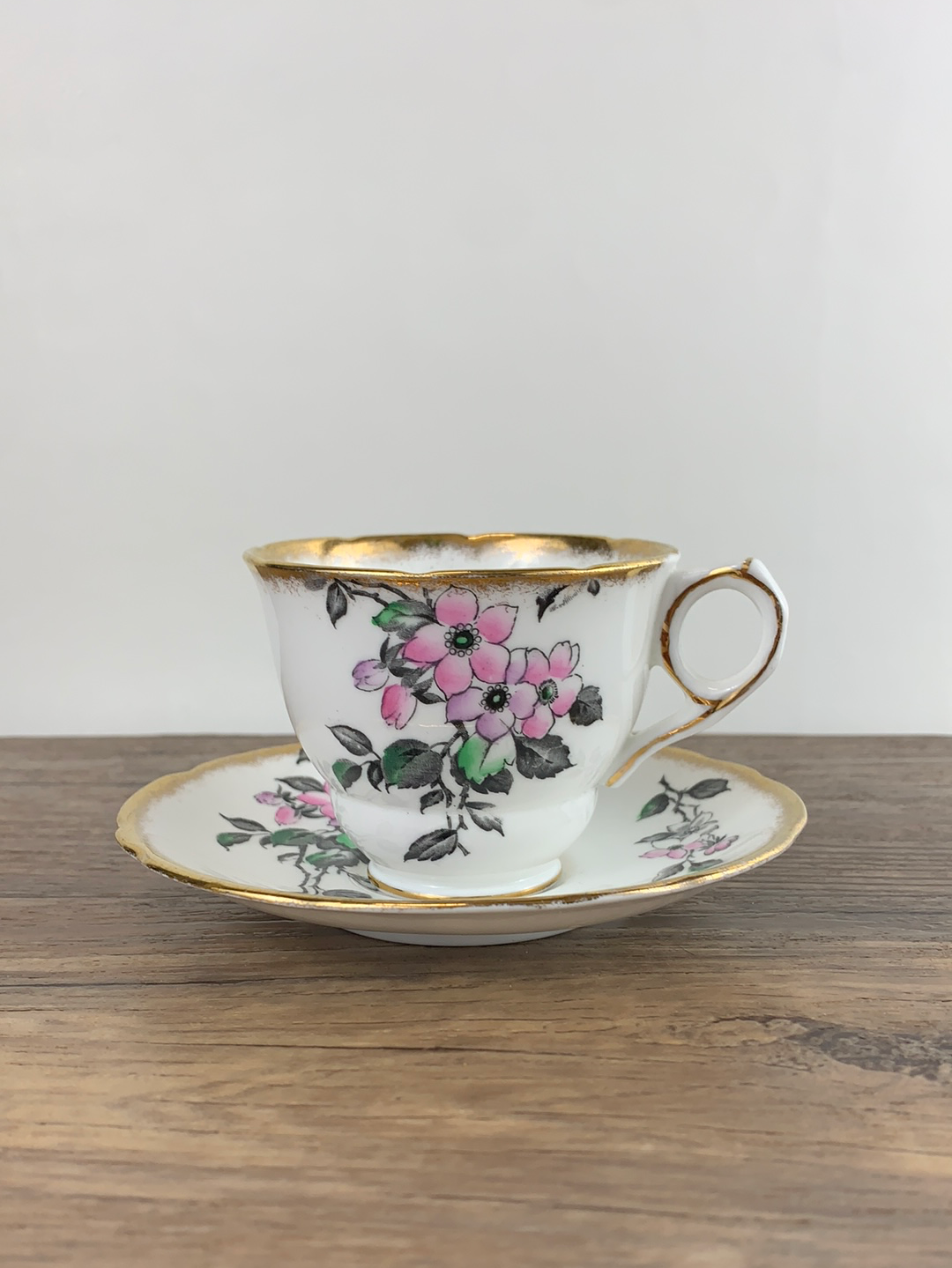 Vintage Teacup with Pink and Purple Floral Pattern Vintage English Tea Cup Royal Standard Fine Bone China