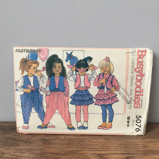 Busybodies by Butterick 5076  Easy Funwear for Girls Sewing Pattern. Size 2-3-4