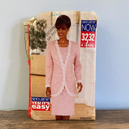 Misses Sleeveless Dress Sewing Pattern Size 6 to 10 See and Sew 3232 Dress Only