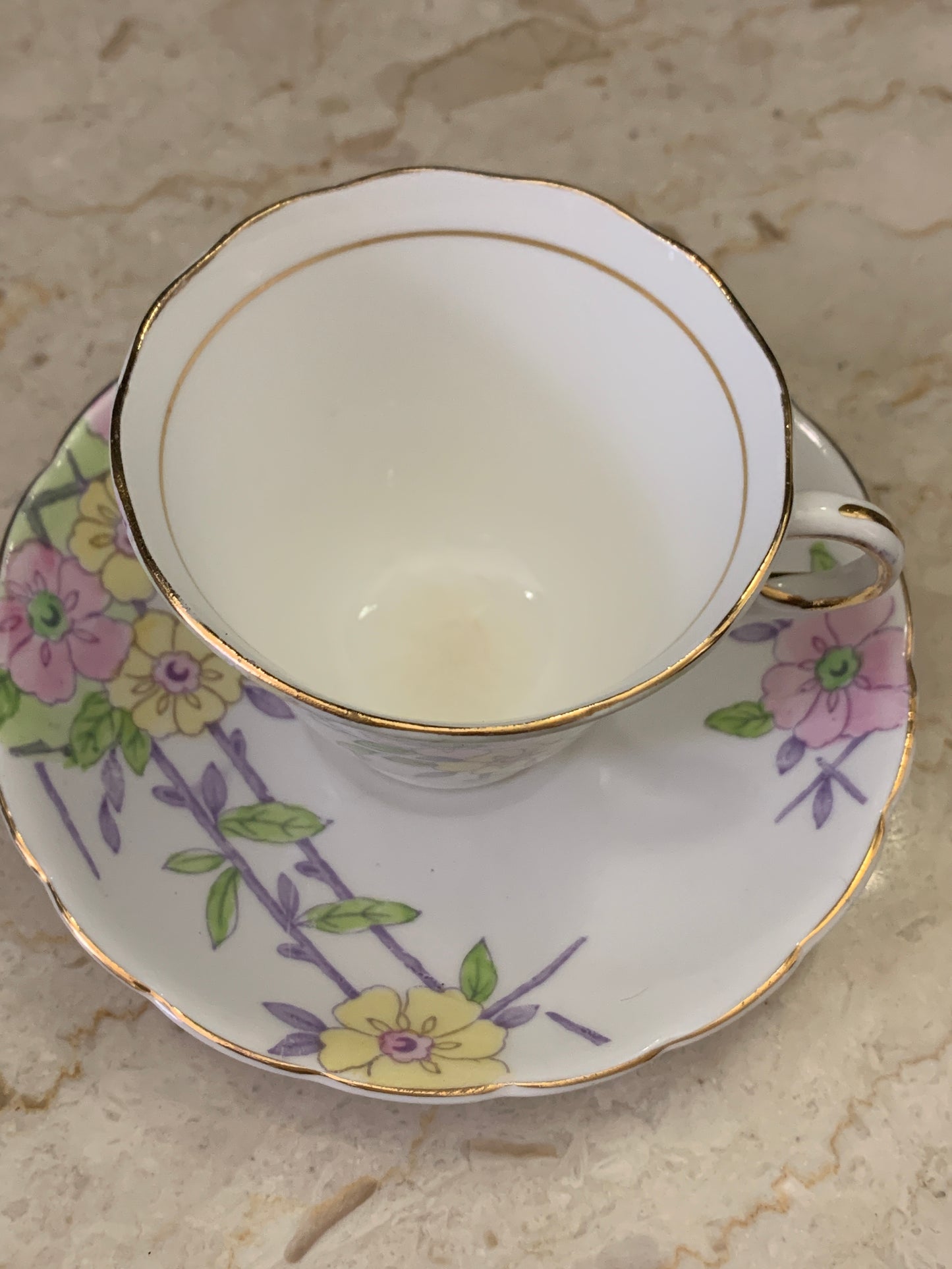 Pink and Yellow Floral Tea Cup Colclough China Vintage Teacup