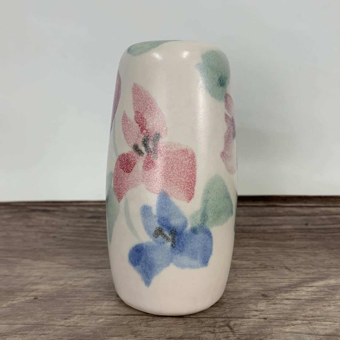 Large Ceramic Salt and Pepper with Pink and Blue Flowers, Tall Vintage Salt and Pepper Shakers