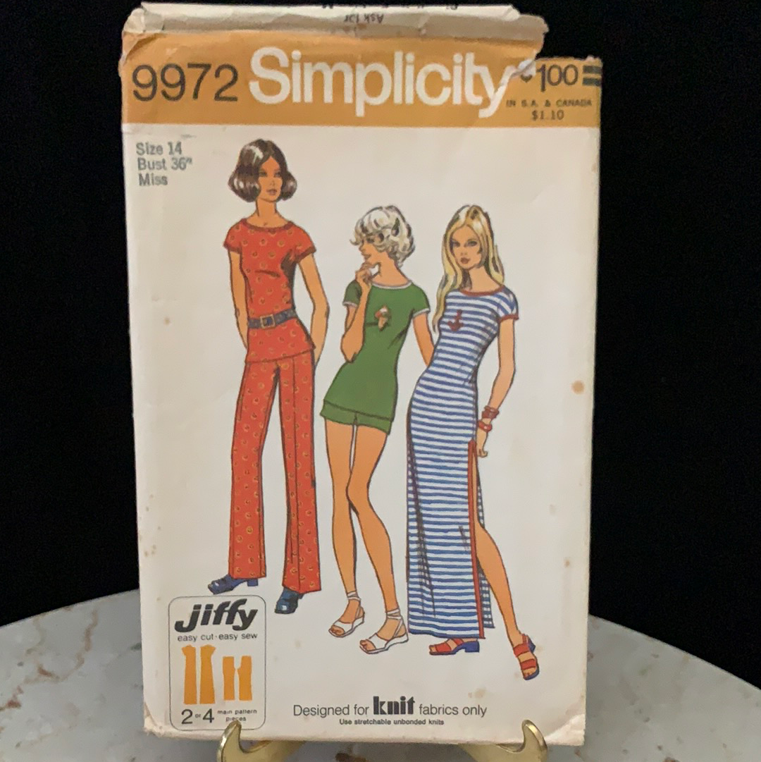 Misses Jiffy Pants in 2 Lengths and Dress or Tunic Simplicity 9972 Sewing Pattern