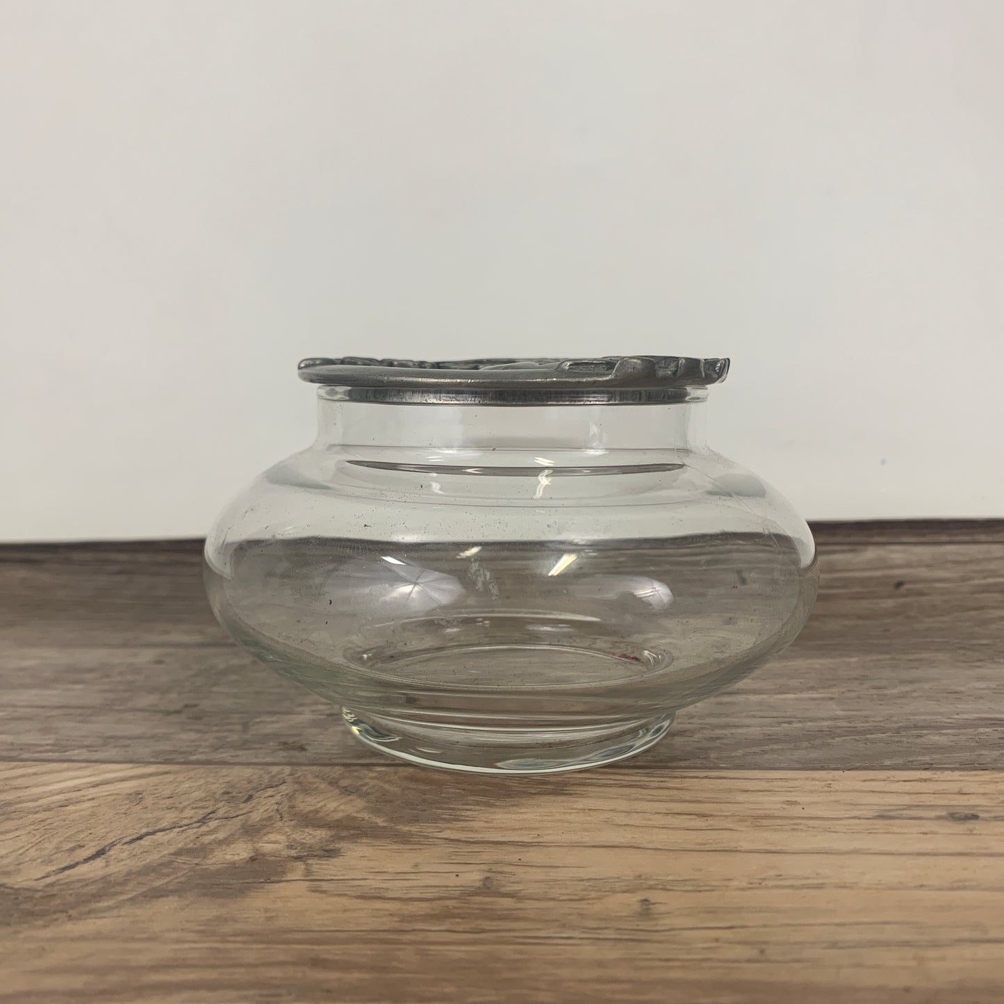 Glass Jar with Pewter Cat Shaped Lid, Glass Pot Pourri Jar, Gift for at Lover