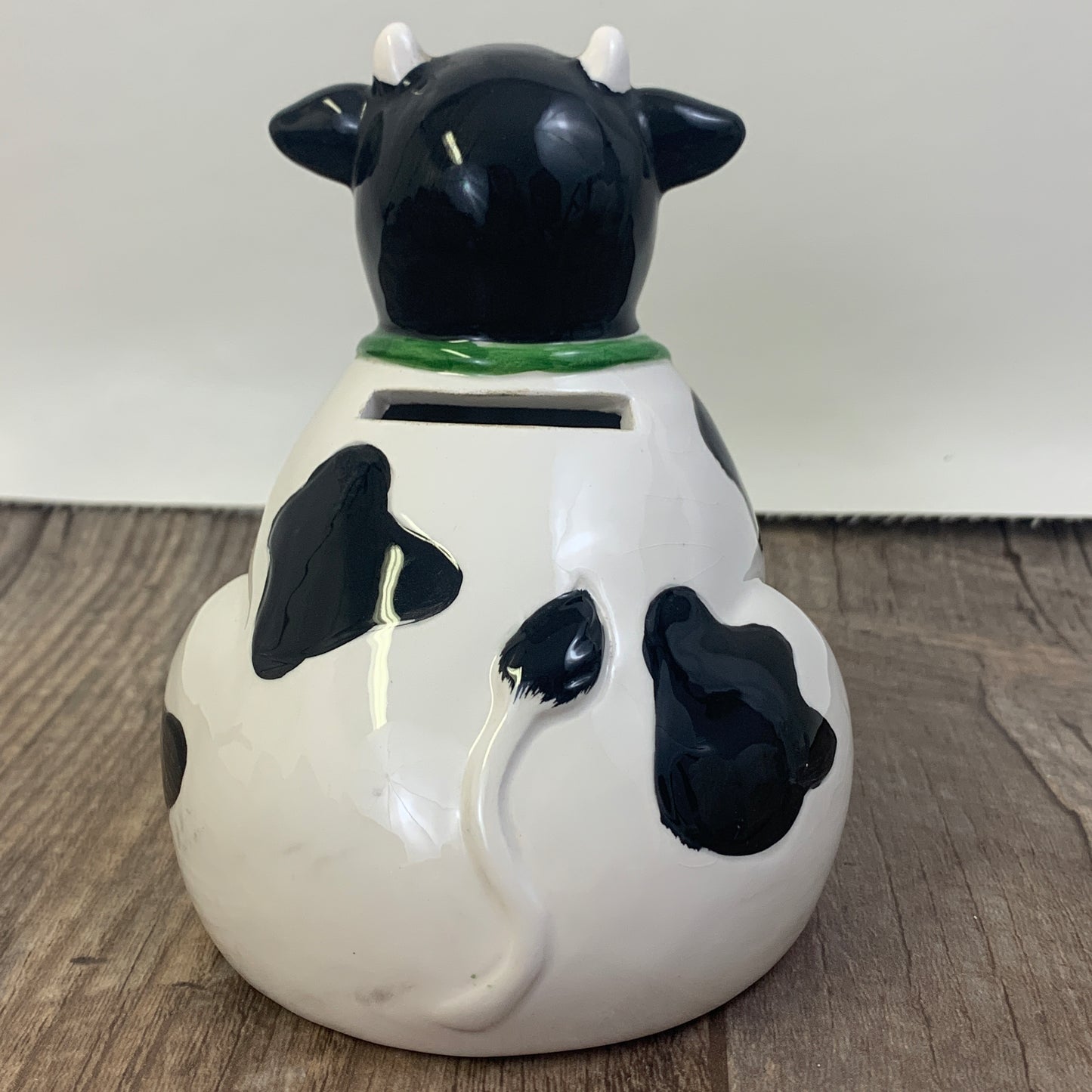 Black and White Ceramic Cow Coin Bank