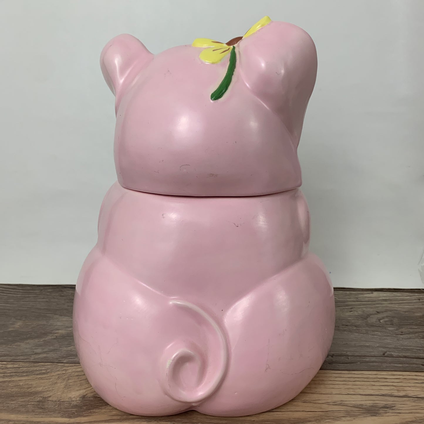 Large Ceramic Cookie Jar, Pink Pig with Flowers