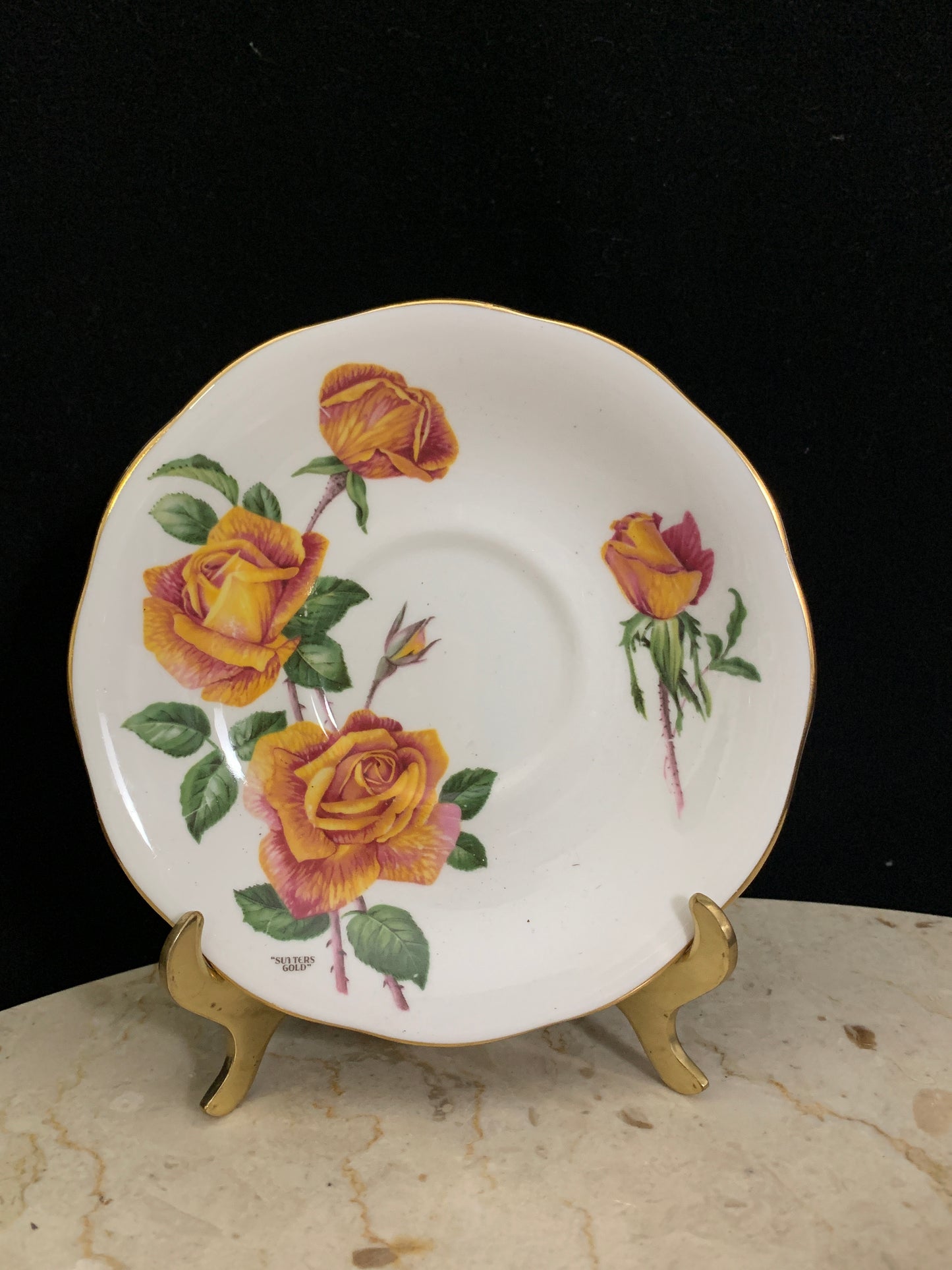 Royal Roses Vintage Tea Cup and Saucer White Teacup with Yellow and Pink Roses