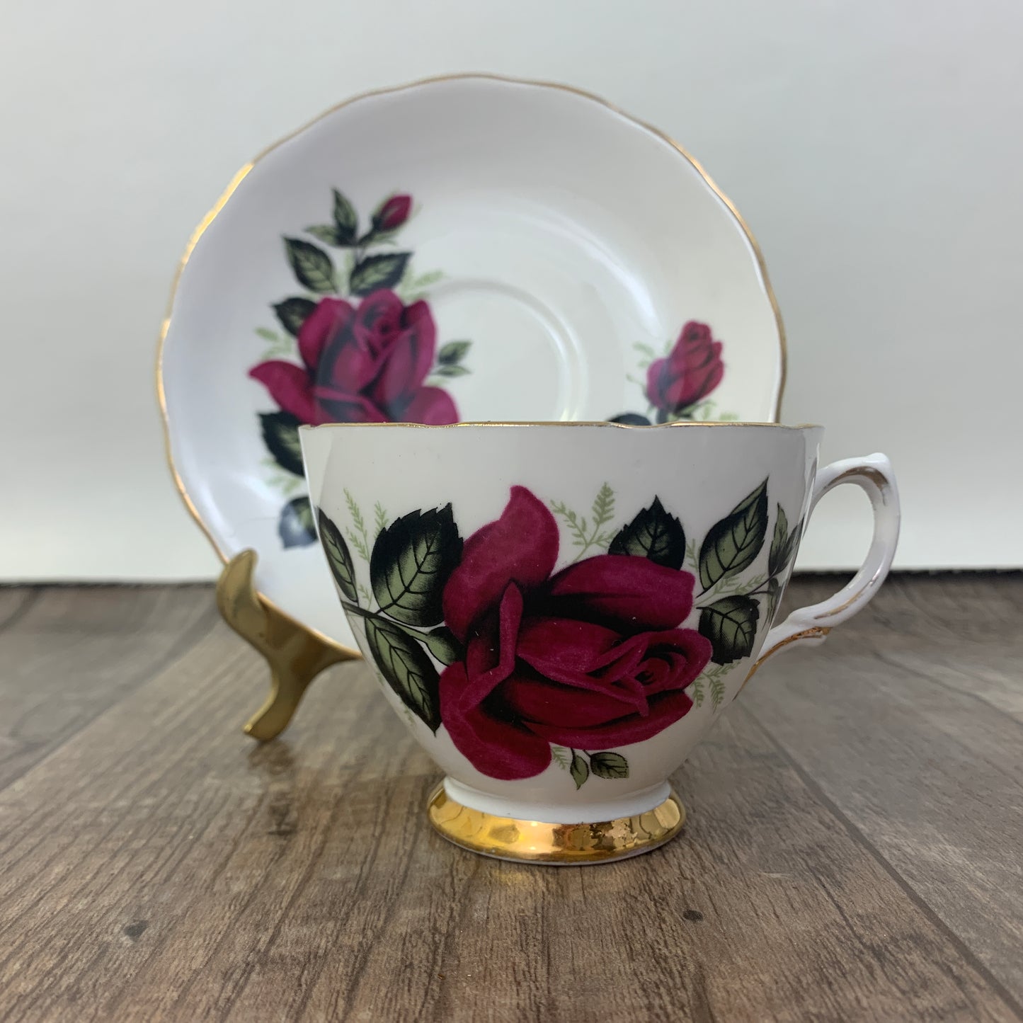Vintage Teacup with Red Roses, Colclough English China Tea Cup