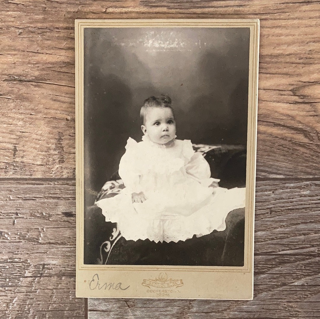 Original Antique Photograph of Baby Erma Cabinet Card CDV Antique Baby Photo Found Photos