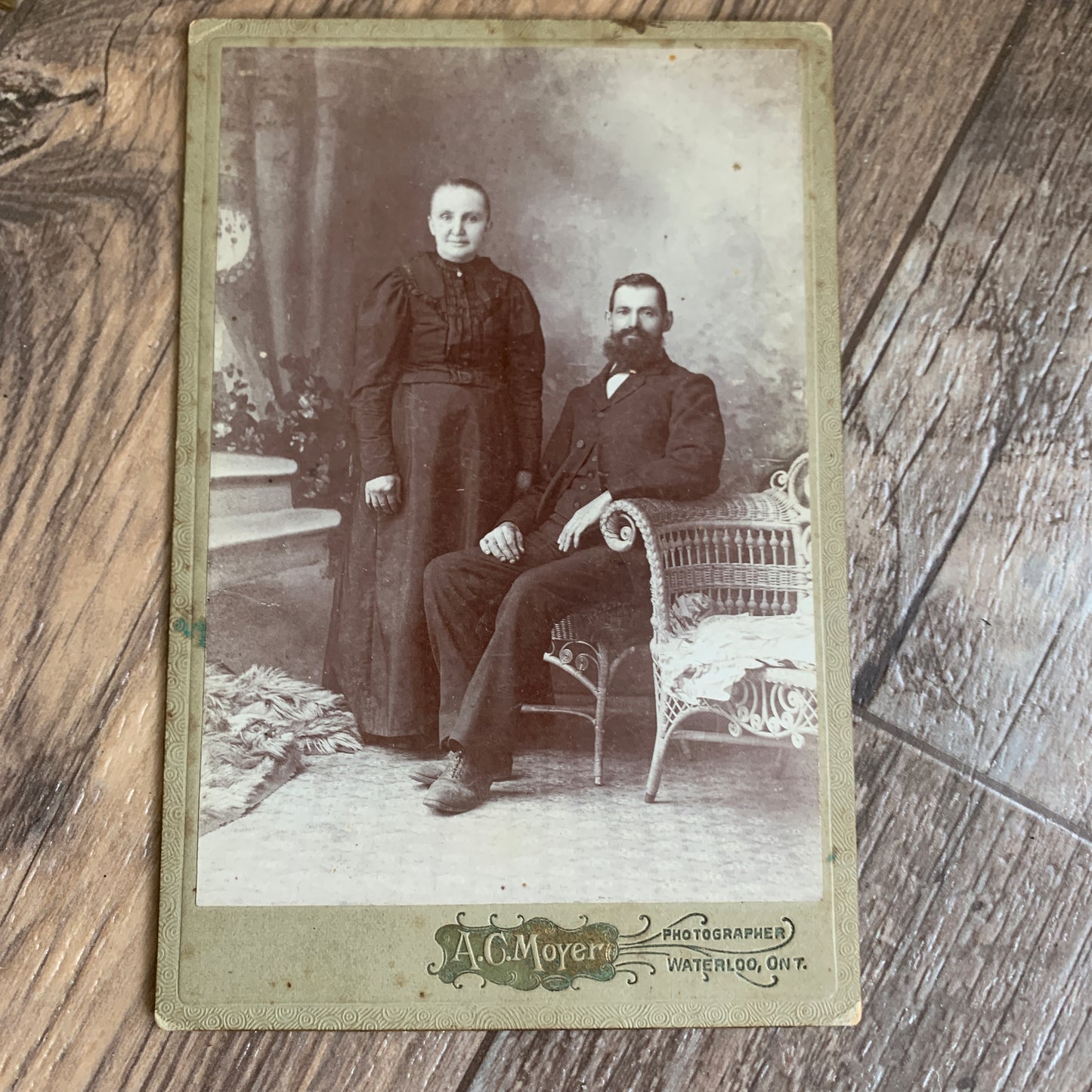 Antique Cabinet Card Photo Man and Woman Waterloo, Ontario