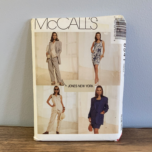 Misses Lined Jacket Vest Dress and Pants Sewing Pattern Jones New York Size 8 McCall's 6541