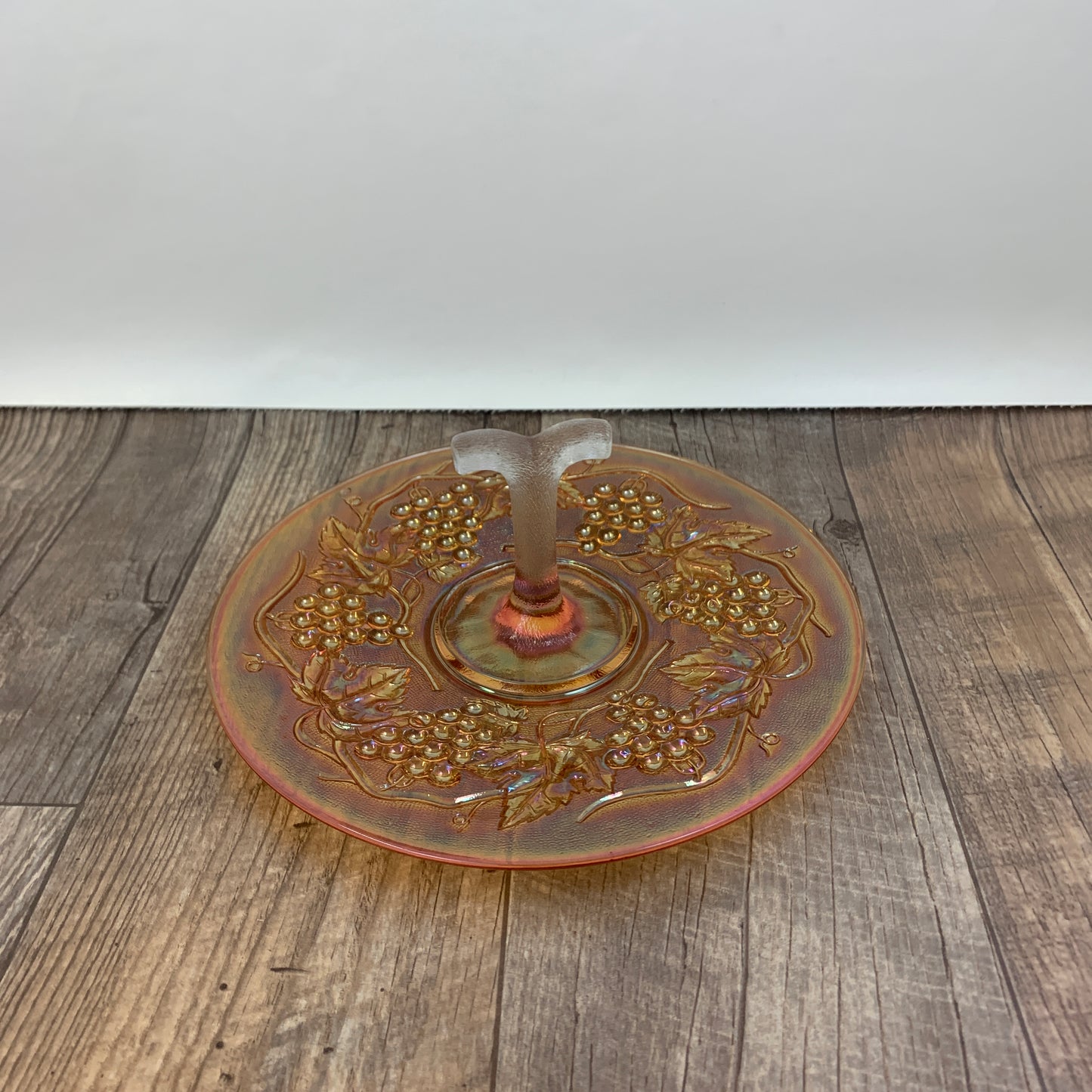 Vintage Carnival Glass Tray with Centre Handle Imperial Grape Marigold Tidbit Tray