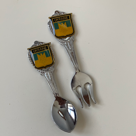 Ukraine Collectible Mini Souvenir Fork and Spoon