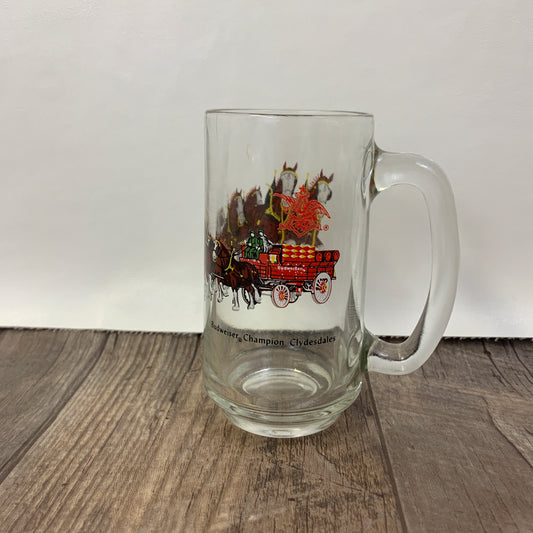 Budweiser Clydesdale Glass Stein, Vintage Barware, Gifts for Dad