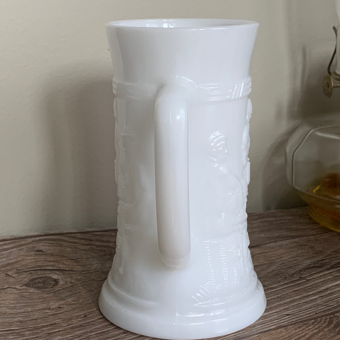 Milk Glass Stein w Raised Pattern Vintage Federal Glass Milk Glass Steins Set of 2