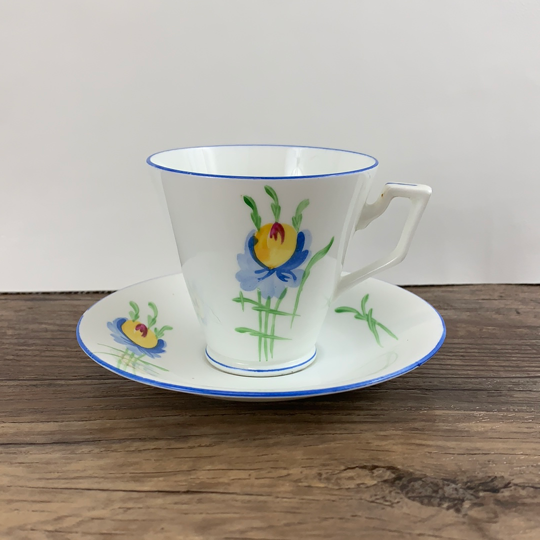 Delphine Blue and White Hand Painted Vintage Tea Cup