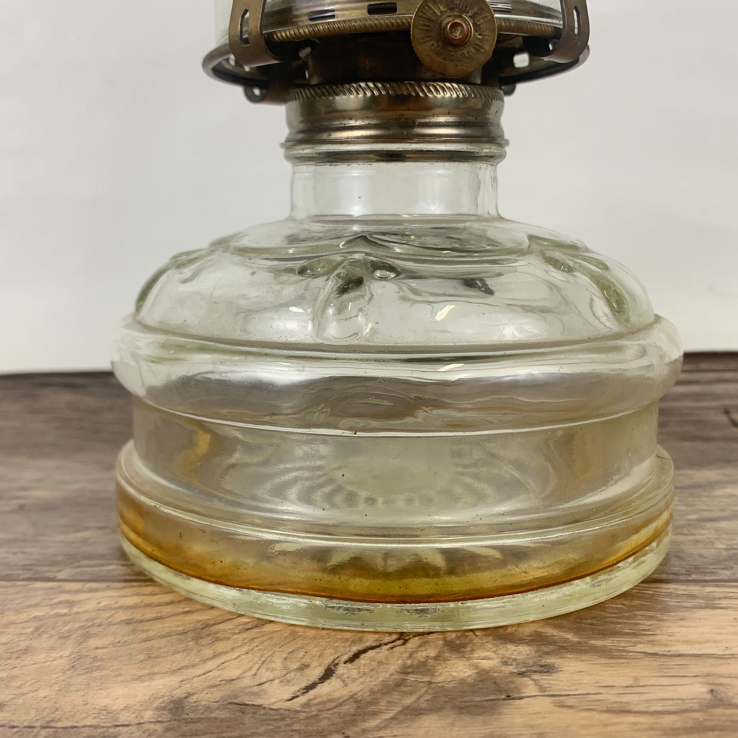 Vintage Glass Oil Lamp with Raised Design and Tall Hurricane Shade