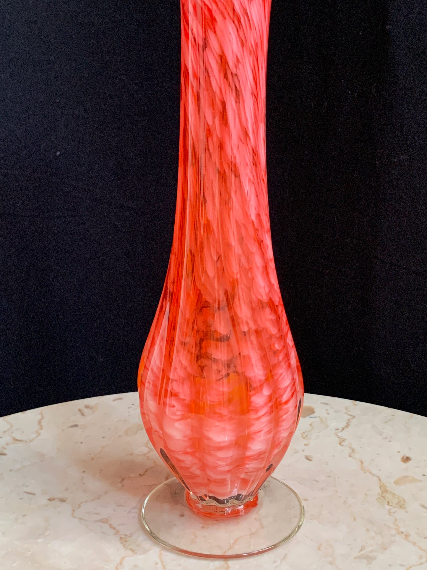Vintage Art Glass Vase Orange and White Swung Glass Vase Mid Century Art Glass Vintage Home Decor