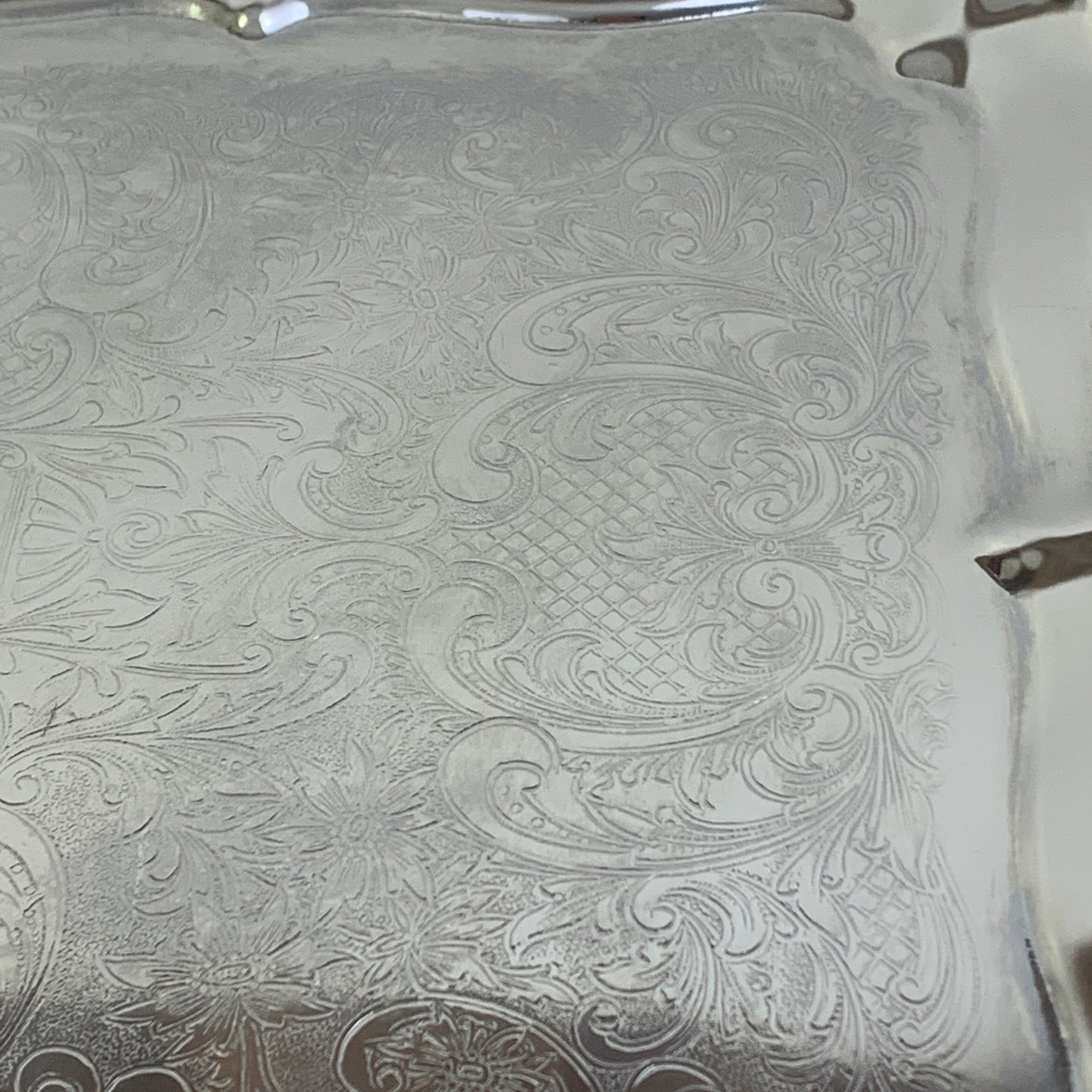 Large Metal Serving Tray with Handles