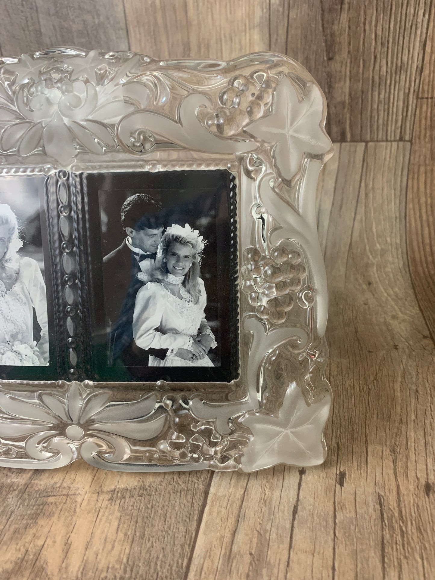 Mikasa Glass Photo Frame Two 3 x 5 Photo Frame Wedding Gift Vintage Home Decor