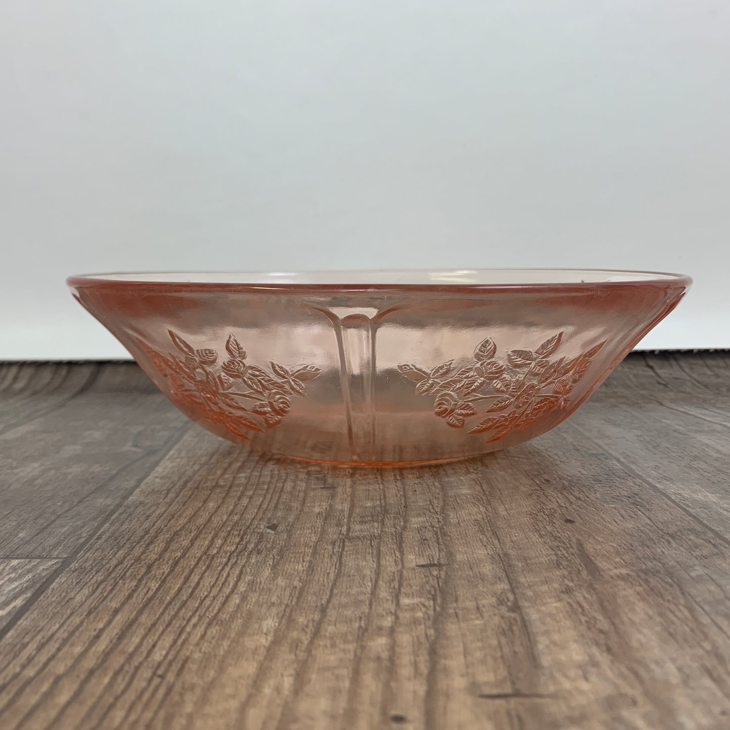 Pink Depression Glass 8.5" Berry Bowl Cabbage Rose Sharon Federal