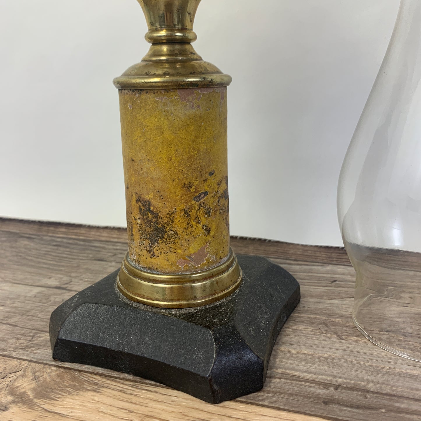 Antique Cast Iron Base Oil Lamp Ornate Burner Patent 1892