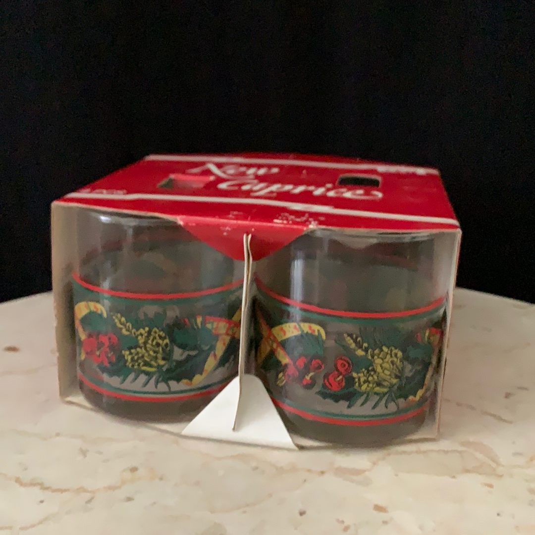 Set of 4 Vintage Christmas Cocktail Glasses NOS