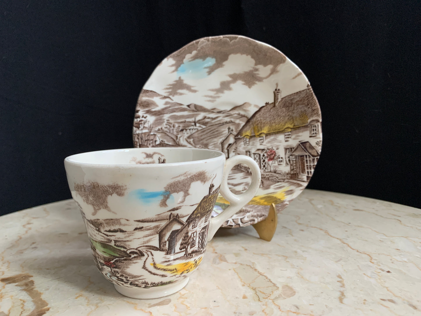 WH Grindley Transferware A Quiet Day Teacup and Saucer Transferware Antique Farmhouse Decor